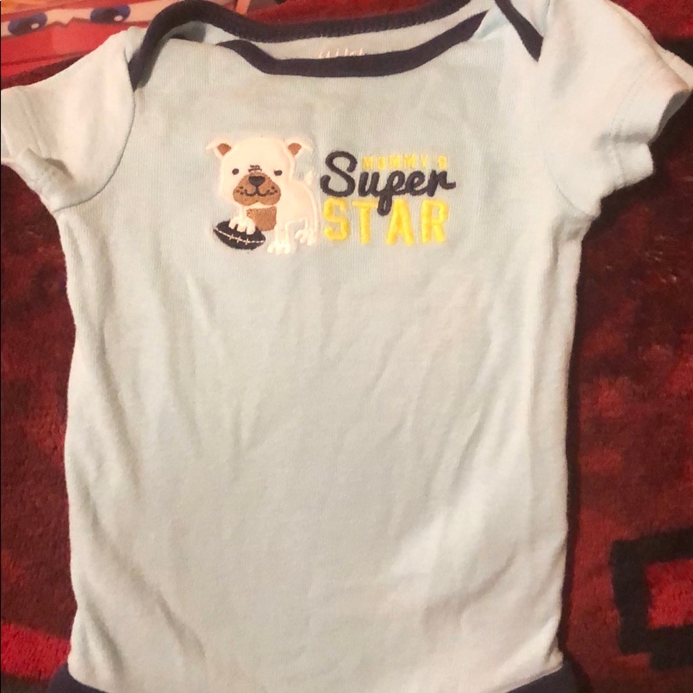 0-3 month light blue onesie